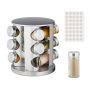 Spice rack with 12 clear glasses 22x22cm., silver color
