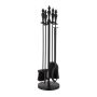 Set of 4 fireplace tools and stand 77x20.5cm., black
