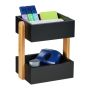 Writing instrument organizer with 2 compartments 25x22x16.5 cm., black/light brown