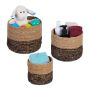 Set of 3 baskets, light brown/black