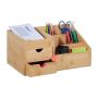 Writing instrument organizer with 2 compartments 15.5x33x20.5 cm., light brown