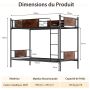 Bunk bed frame 198x95x156cm., brown/black