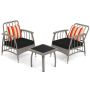 3-piece garden furniture set, grey/black