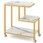 Side table 59x30x61cm., gold/white