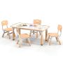 Children's table with 4 chairs, light brown/white