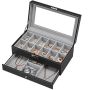 2-tier watch box, black