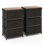 Set of 2 bedside tables 40x30x62cm., black/brown