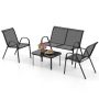 4-piece garden furniture set, black