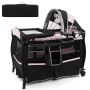 Cot 102x73x80cm., black/pink