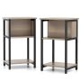 Set of 2 bedside tables 34x30x58.5cm, light brown/black