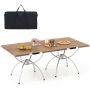 Set of 2 tourist tables 61x61x46.5cm., brown/silver color