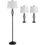 Set of 2 table lamps and a floor lamp Homcom, black/white