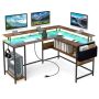 Desk 146x115x85.5cm., brown/black