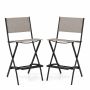 Set of 2 garden folding chairs 46x57x102cm., black/light brown