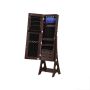 Jewelry cabinet with mirror and lighting, brown
