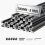 Aluminum extrusion profiles VEVOR 2040, 5 pcs, Black, 20 × 40 × 200 cm
