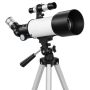 Astronomijos teleskopas pradedantiesiems, 70 mm objektyvas, balta + juoda