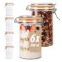 Aukšti stiklainiai su hermetiškais dangteliais Relaxdays, 6 vnt., 500 ml, 12 × 15 × 8 cm