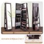 Standing mirror-jewelry cabinet 39x39x161cm., dark brown/black