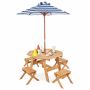 Children's bench with 4 chairs, brown