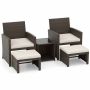 5-piece garden furniture set, dark brown/white