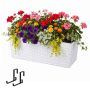 Balkono vazonas Relaxdays 10053086_8651, 30 l, su turėklų laikikliais, Balta/Juoda, 50 × 19 × 19 cm