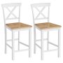 Bar stool set of 2, rubberwood, 60 cm, oak + white