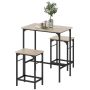 Bar table set, With 2 stools, Oak/black, 80 × 87 × 50 cm