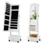 Standing mirror-jewelry cabinet 45x35x157cm., white/black