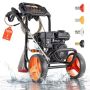 Petrol pressure washer VEVOR 2500BP, with 4 nozzles, Black/orange, 71 × 44 × 37 cm