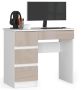 Desk NORE A-7, left, white/cream color