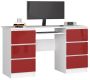 Desk NORE A-11, white/red
