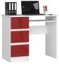 Desk NORE A-6, left, white/red