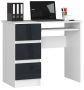 Desk NORE A-6, left, white/dark grey