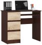 Desk NORE A-6, left, dark brown/oak color