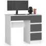 Desk NORE A-7, left, white/dark grey