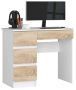 Desk NORE A-7, left, white/oak color