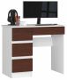 Desk NORE A-7, left, white/dark brown
