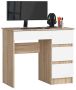 Desk NORE A-7, right, white/oak color