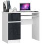 Desk NORE A-7, left, white/dark grey