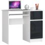 Desk NORE S90, right, white/dark grey