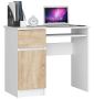 Desk NORE S90, left, white/oak color
