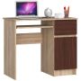 Desk NORE A-7, right, dark brown/oak color