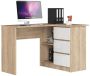 Corner desk NORE B16, right, white/oak color
