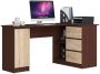 Corner desk NORE B20, right, dark brown/oak