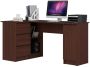 Corner desk NORE B20, left, dark brown