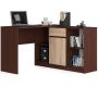 Corner desk NORE B-17, dark brown/oak color