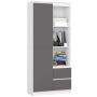 Офисный стеллаж AKORD R11 CLP, 1 дверца, 2 ящика, белый/серый, 80 × 180 × 35 см