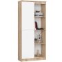 Офисный стеллаж AKORD R80 CLP, 1 дверца, 8 полок, под дуб/белый, 80 × 180 × 35 см