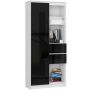 Офисный стеллаж CLP R15, 7 полок, 1 дверца и 2 ящика, белый/чёрный, 80 × 180 × 35 см